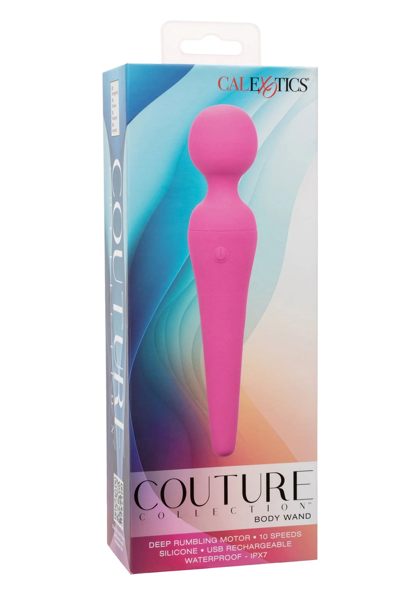 CalExotics Couture body-wand in roze, verpakkingsdoos met productafbeelding