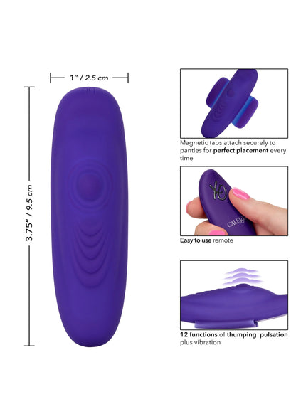 Paarse Lock-N-Play panty teaser van CalExotics, ovale vibrator met magneetbevestiging