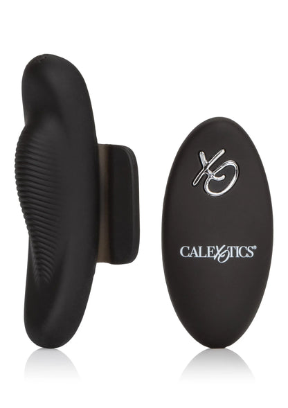 Zwarte remote panty-teaser met CalExotics-logo, vooraanzicht