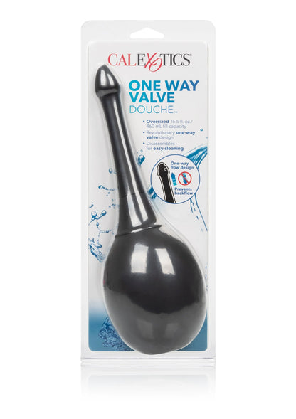 CalExotics One Way Valve Douche verpakking: zwarte douchebol met tuit in blister