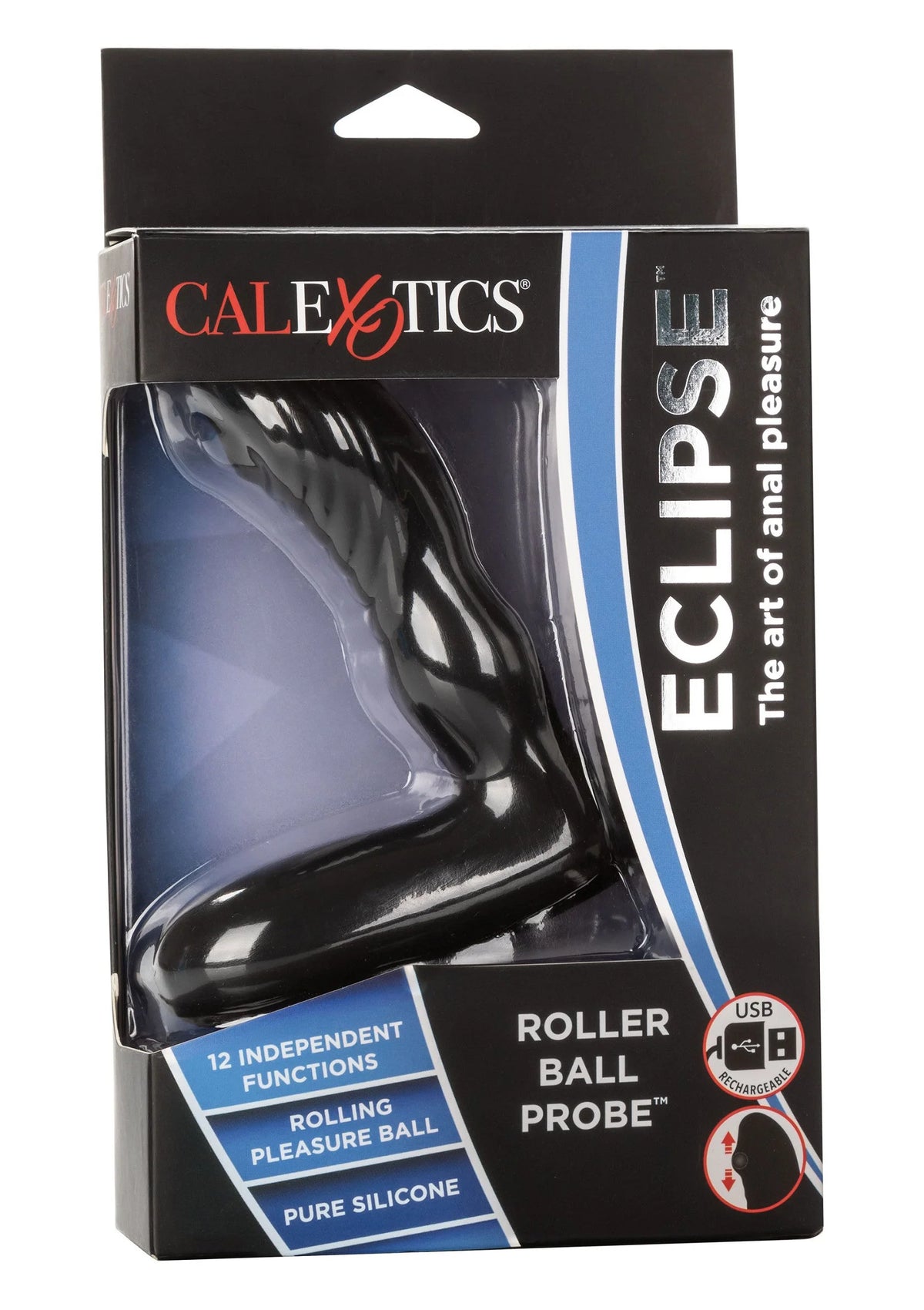 Verpakkingsdoos CalExotics Eclipse roller ball probe van pure siliconen, met USB.