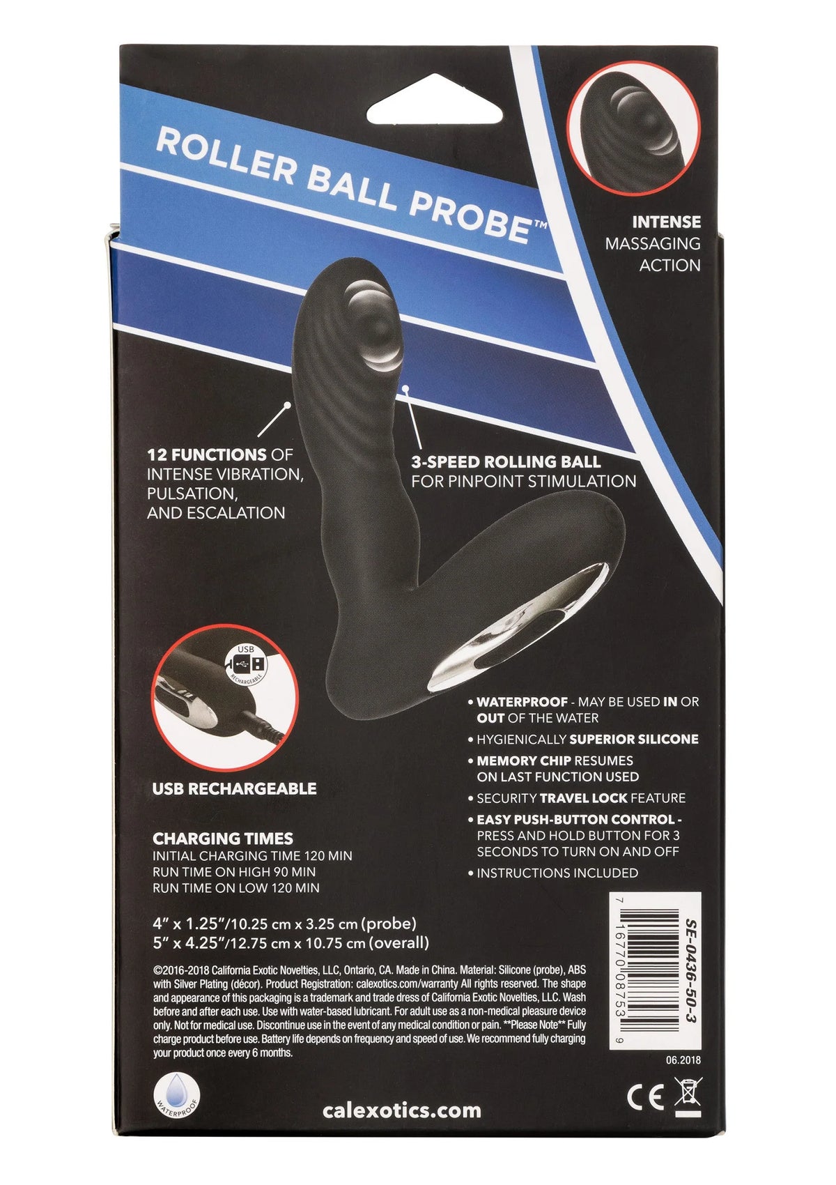 Verpakkingsdoos van Eclipse rollerball-probe vibrator met 3-snelheden rollerbal.