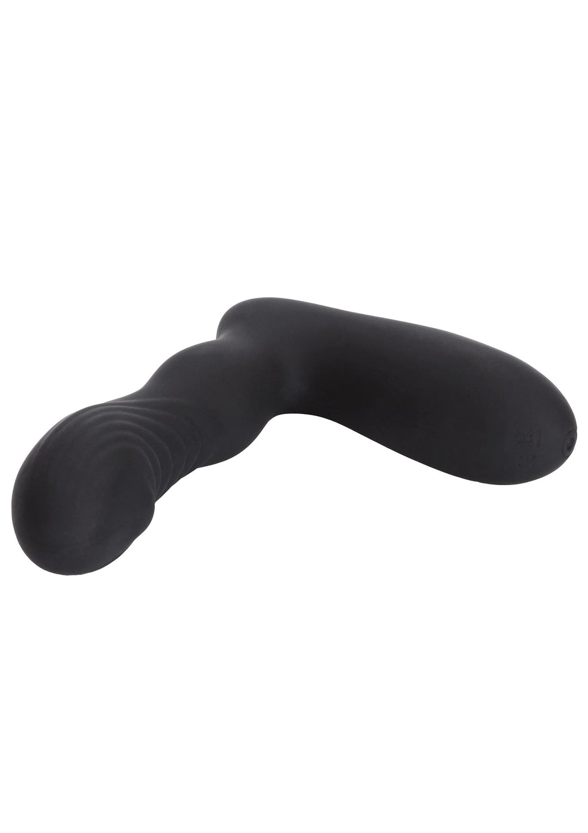 Zwarte gebogen rollerball vibrator met zachte, ronde behuizing