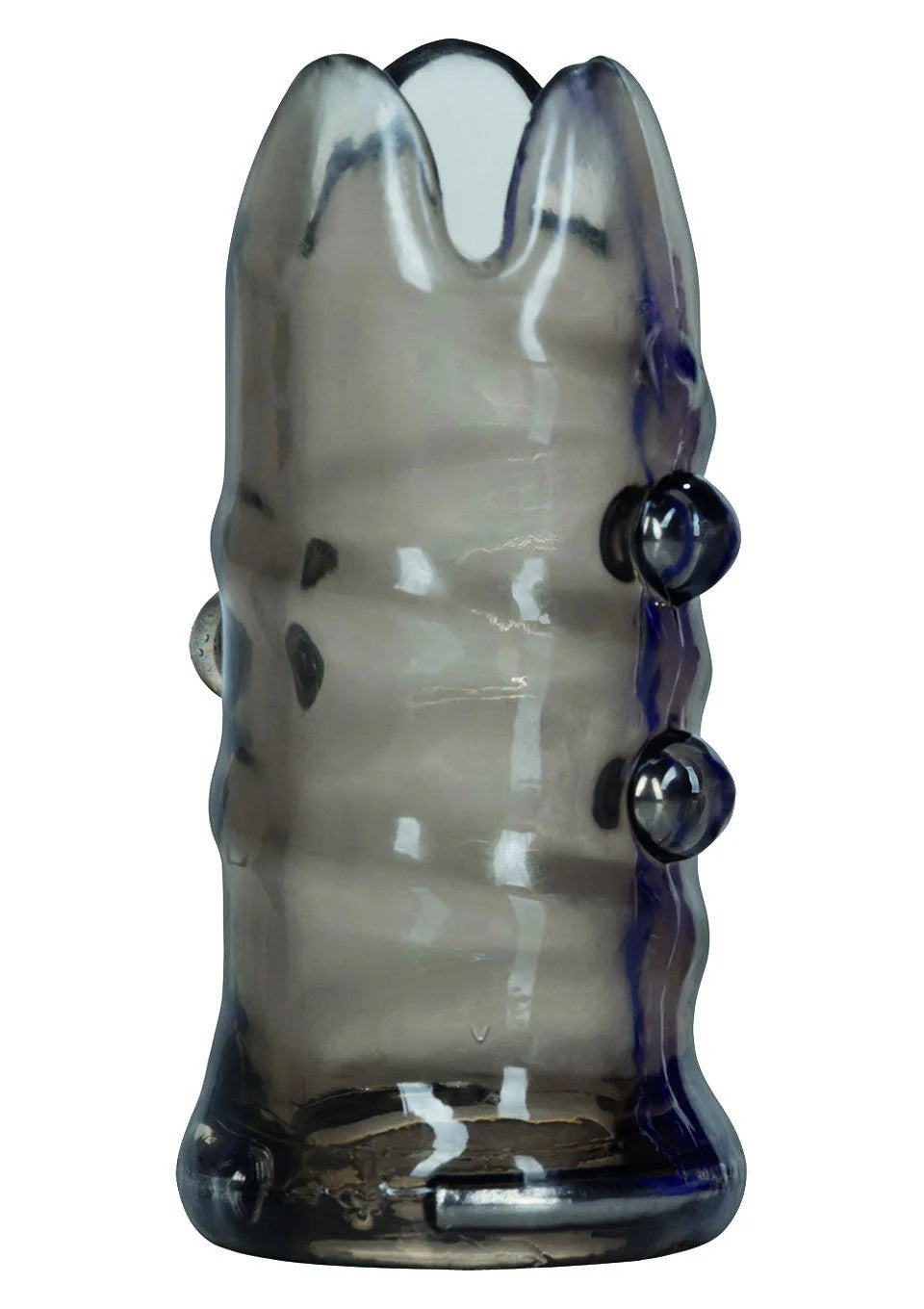 CalExotics penis-mouw met glanzende donkergrijze finish en twee bolvormige knoppen