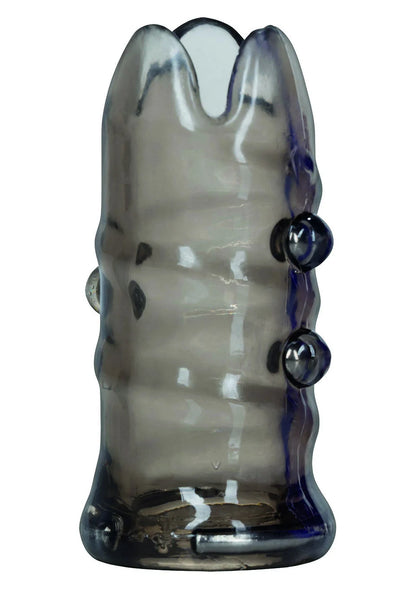 CalExotics penis-mouw met glanzende donkergrijze finish en twee bolvormige knoppen