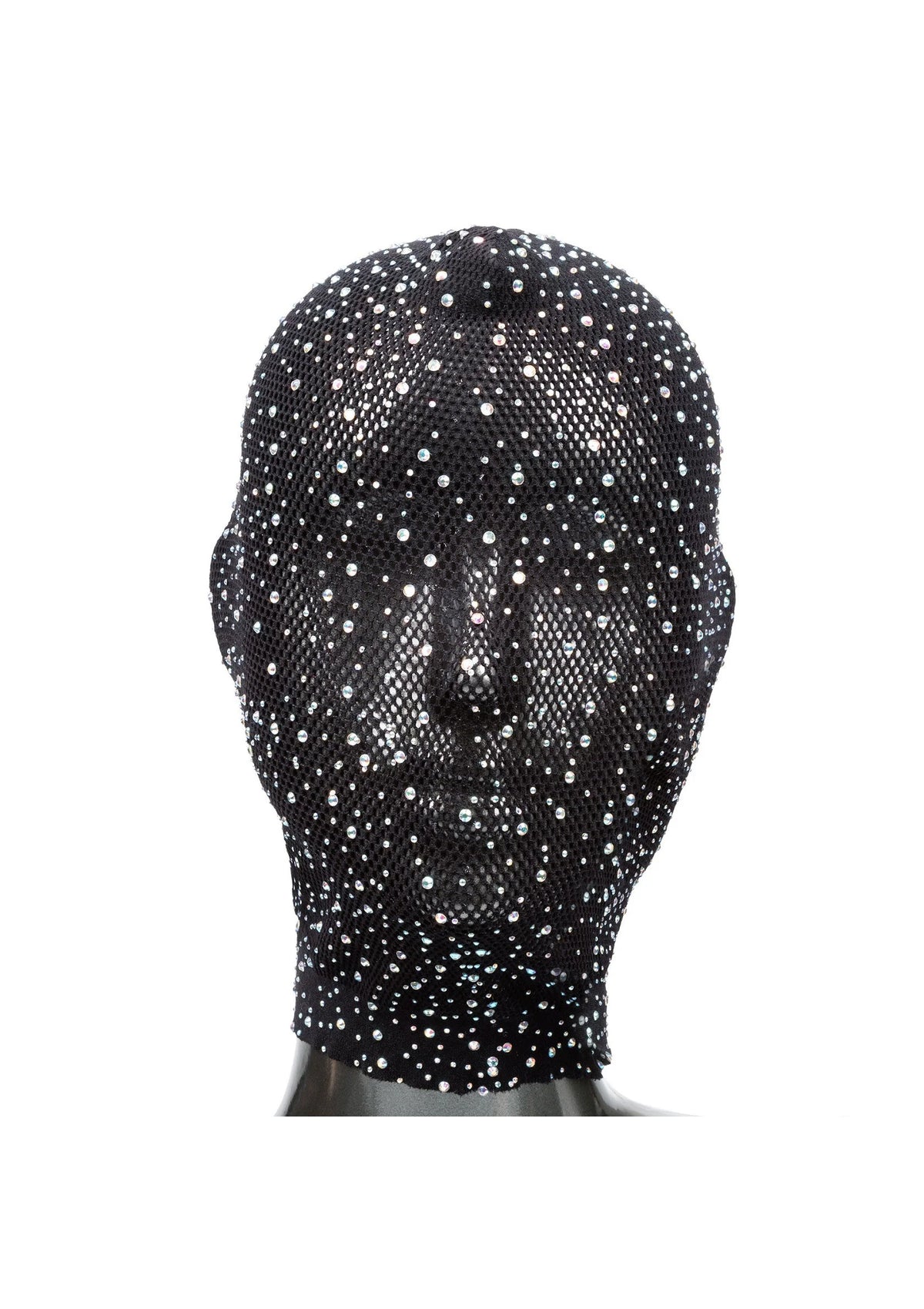 Zwarte full hood cover met zilveren stippen en glinsterend sterretjespatroon, oogopening.