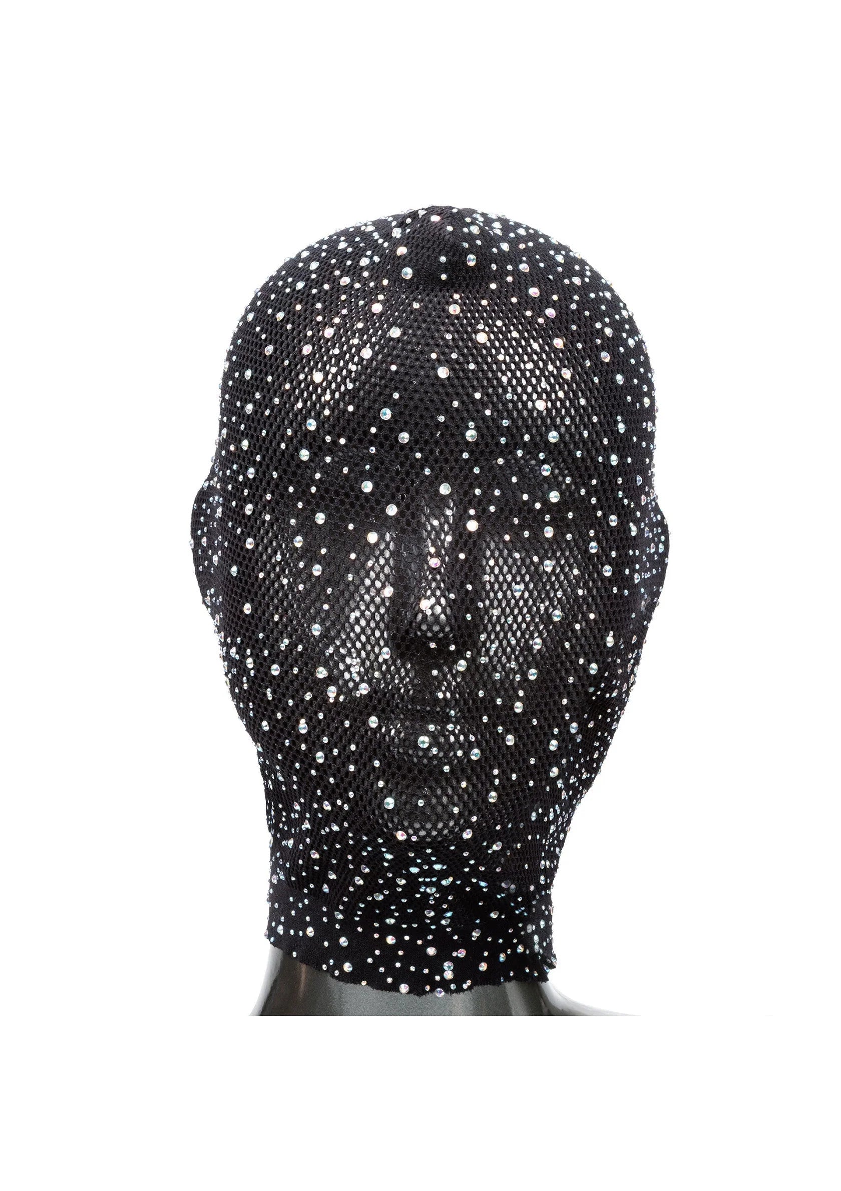Zwarte full hood cover met zilveren stippen en glinsterend sterretjespatroon, oogopening.