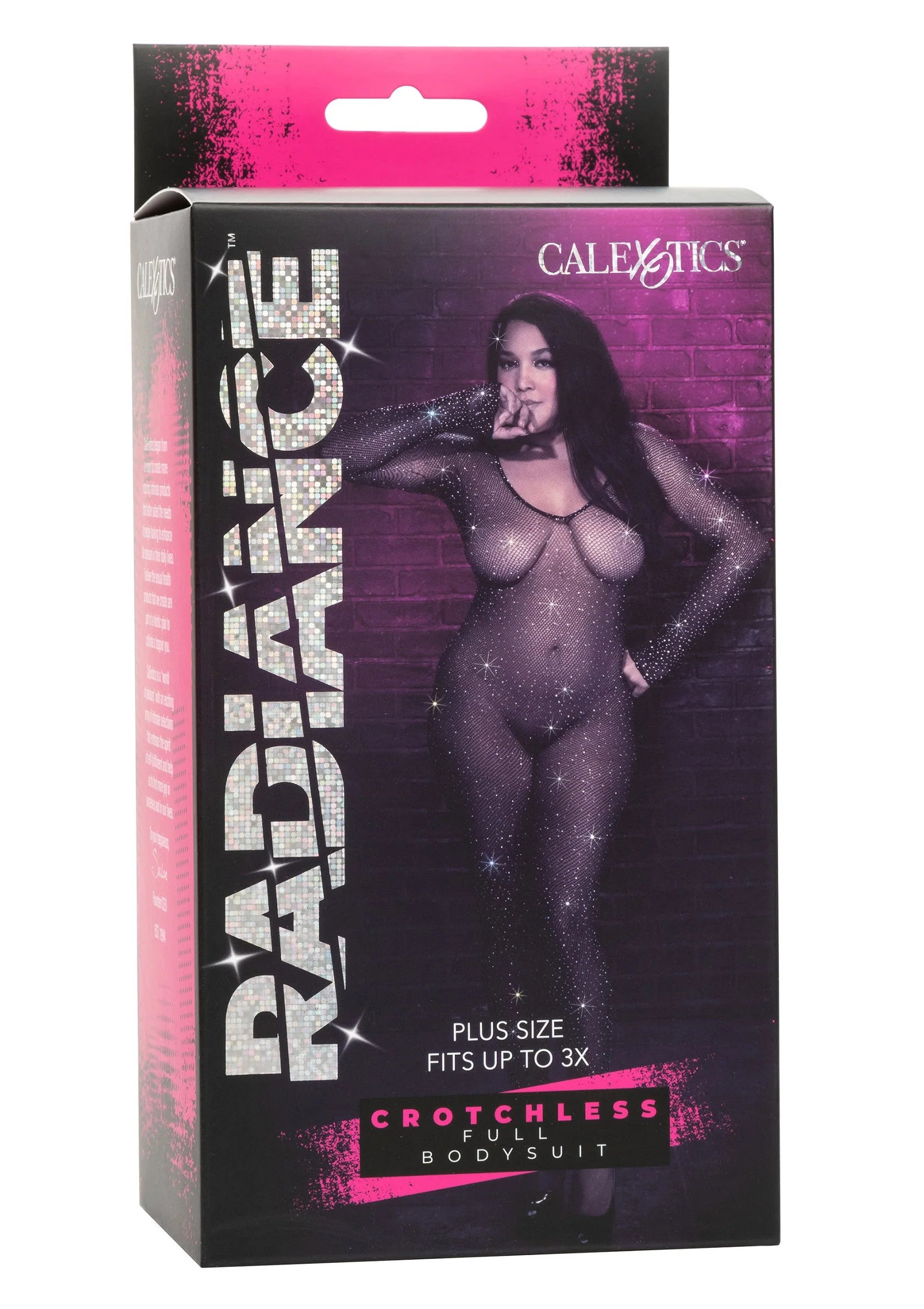 Kruisloze plus-size full body bodysuit met glinsterende zwarte stof