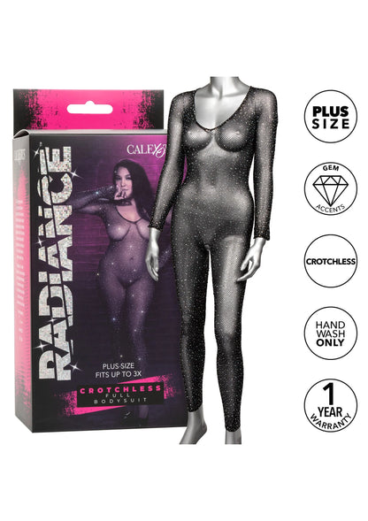 Kruisloze plus-size full body bodysuit met glinsterende zwarte stof op etalagepop