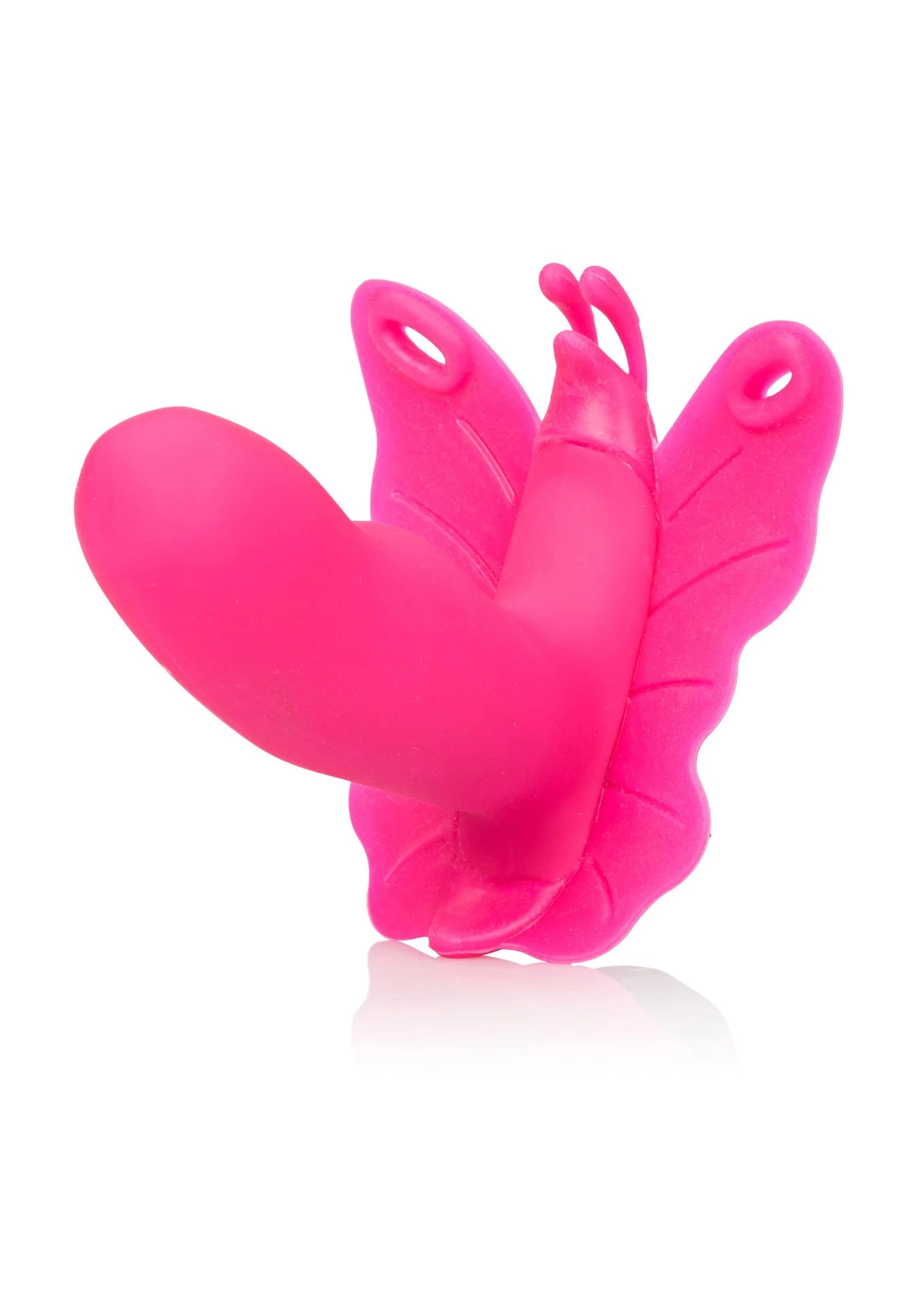 Roze siliconen vlinderseksspeeltje, zijkant met vleugels en afgeronde vorm