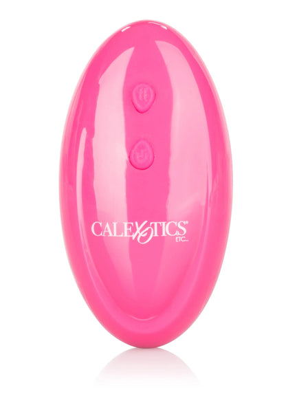 Roze ovale afstandsbediening met CalExotics-logo en knoppen, glanzend