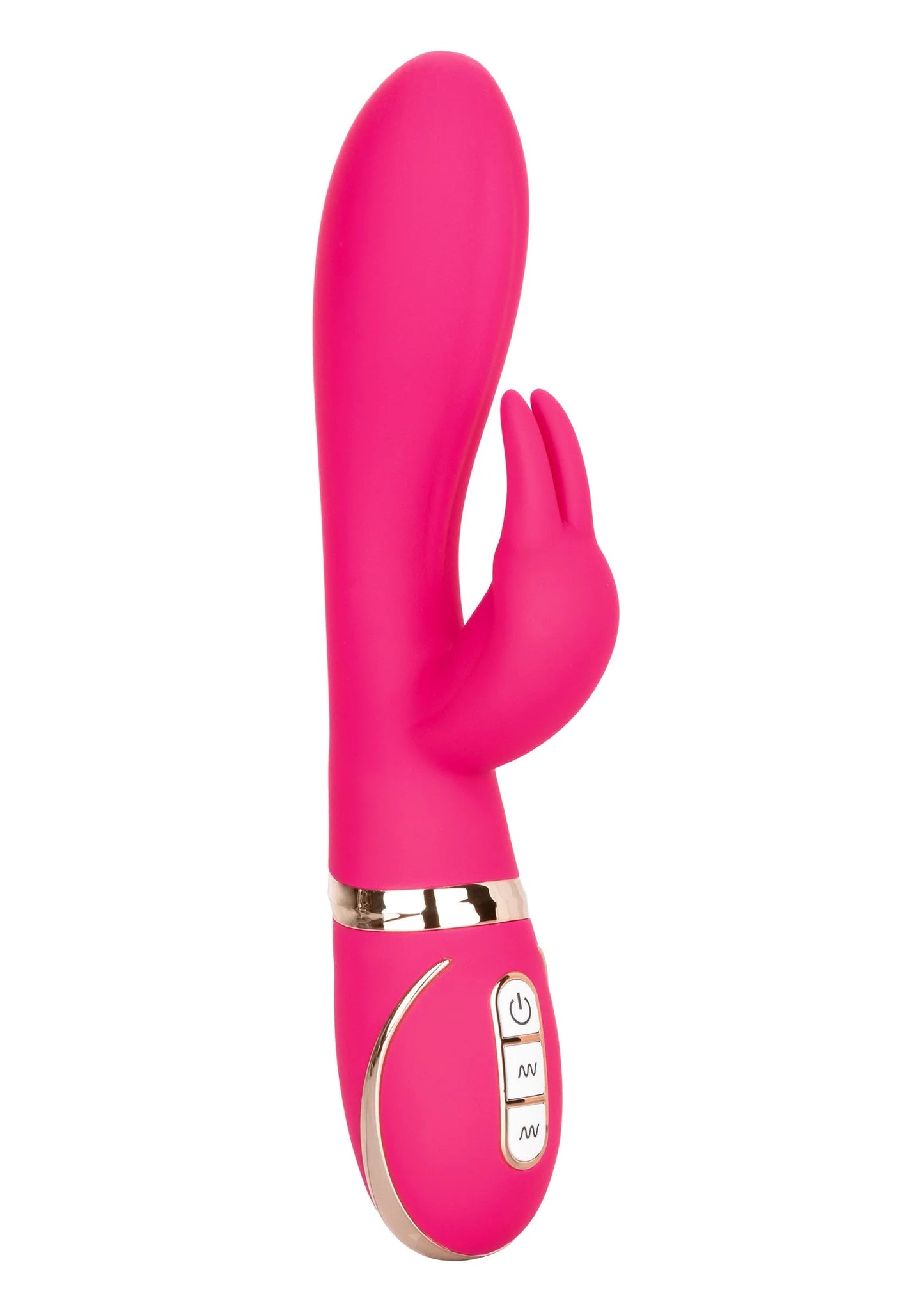 Roze rabbit-vibrator van zacht siliconen met twee uiteinden en knopcontroller
