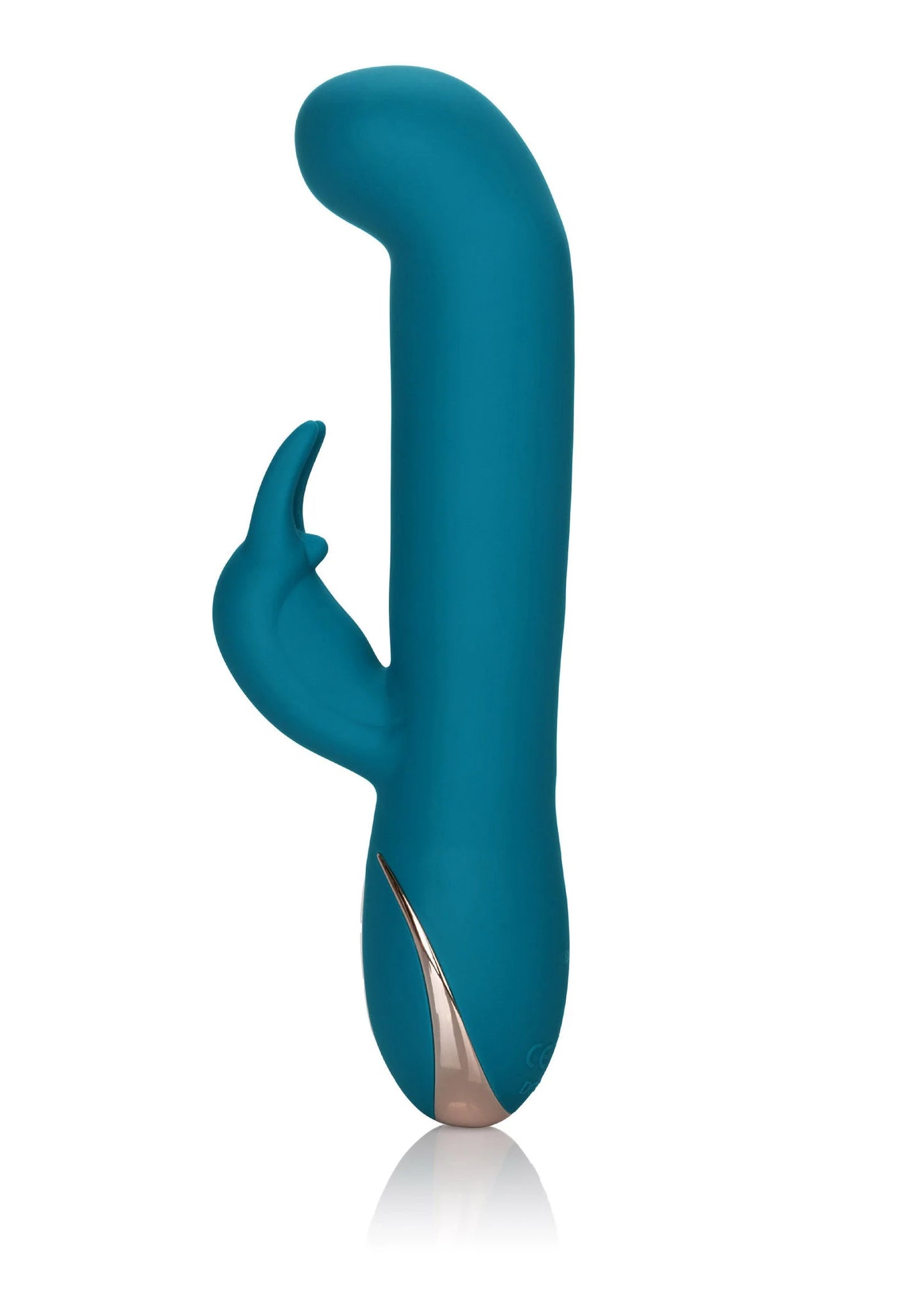 Teal siliconen konijnvormige vibrator met gebogen kop