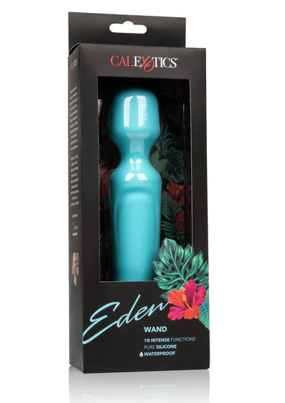 CalExotics Eden wandvibrator in doos, turquoise siliconen met handgreep