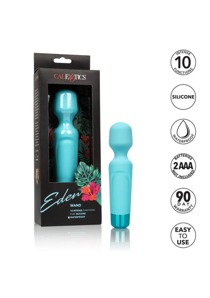 CalExotics Eden wandvibrator, turquoise siliconen, afgeronde kop en basis