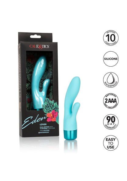 Turquoise dubbele vibrator CalExotics Eden met siliconen en waterdichte behuizing