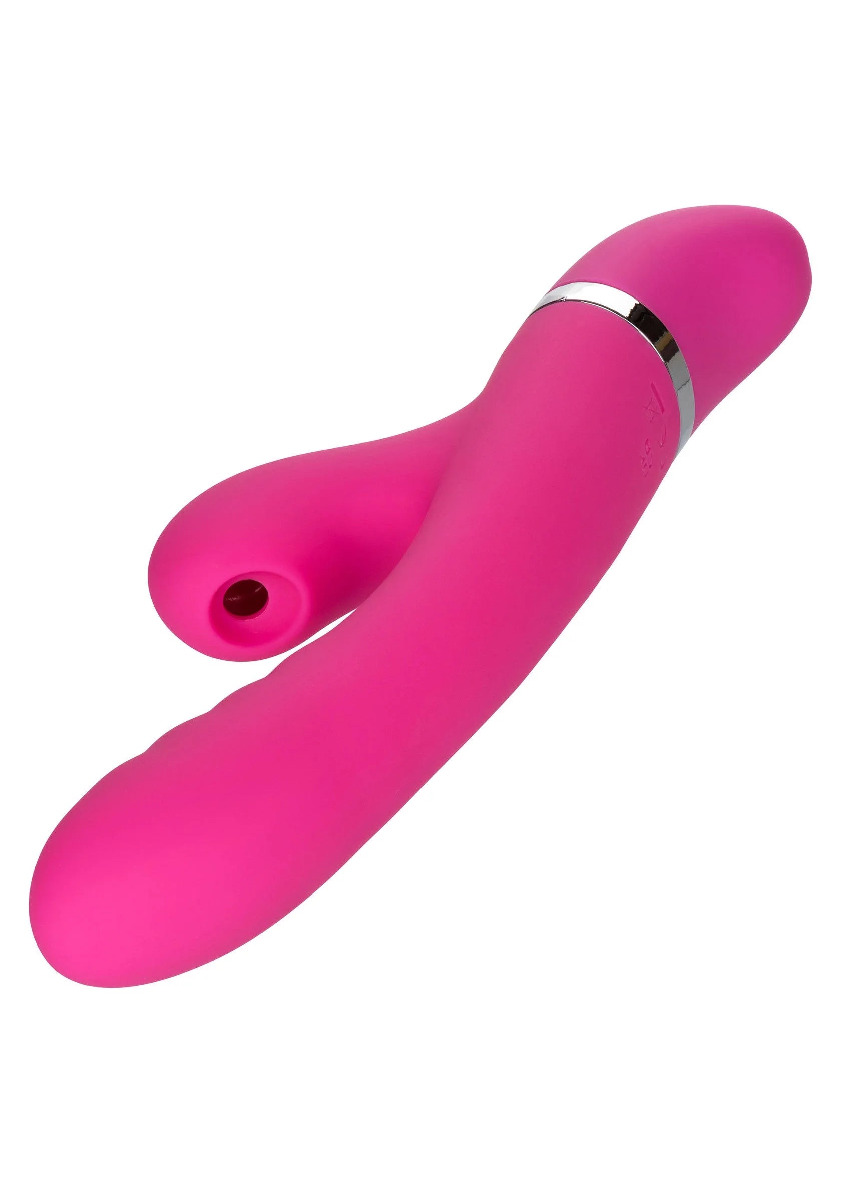 Roze vibrator met afgeronde kop en ronde opening onderzijde
