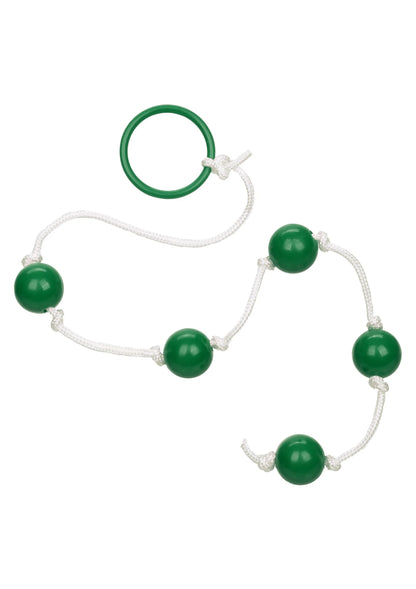 Kleine anale kralenset met wit koord, groene kralen en groene ring
