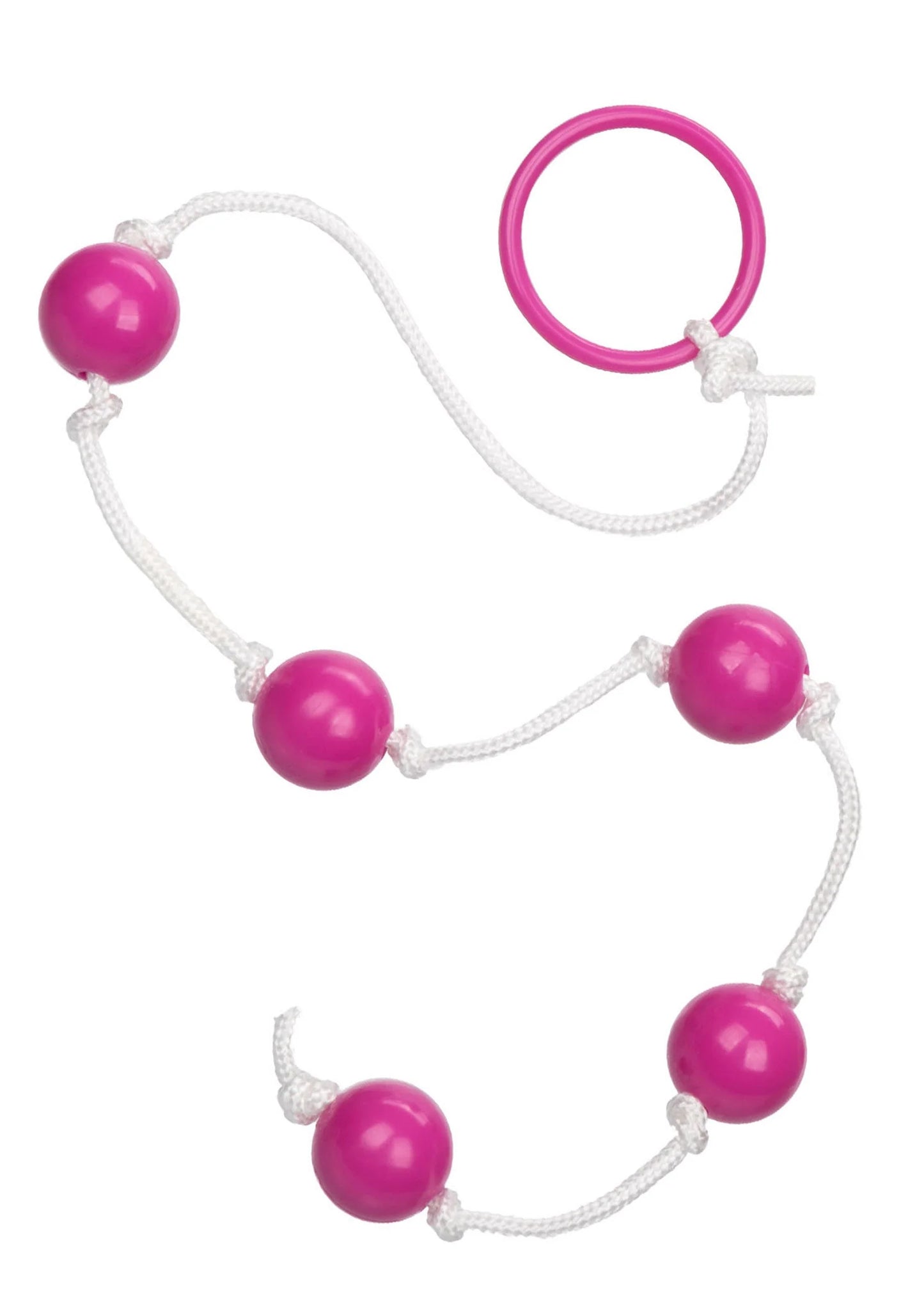 Kleine anale kralenset met wit koord, roze kralen en roze ringhouder