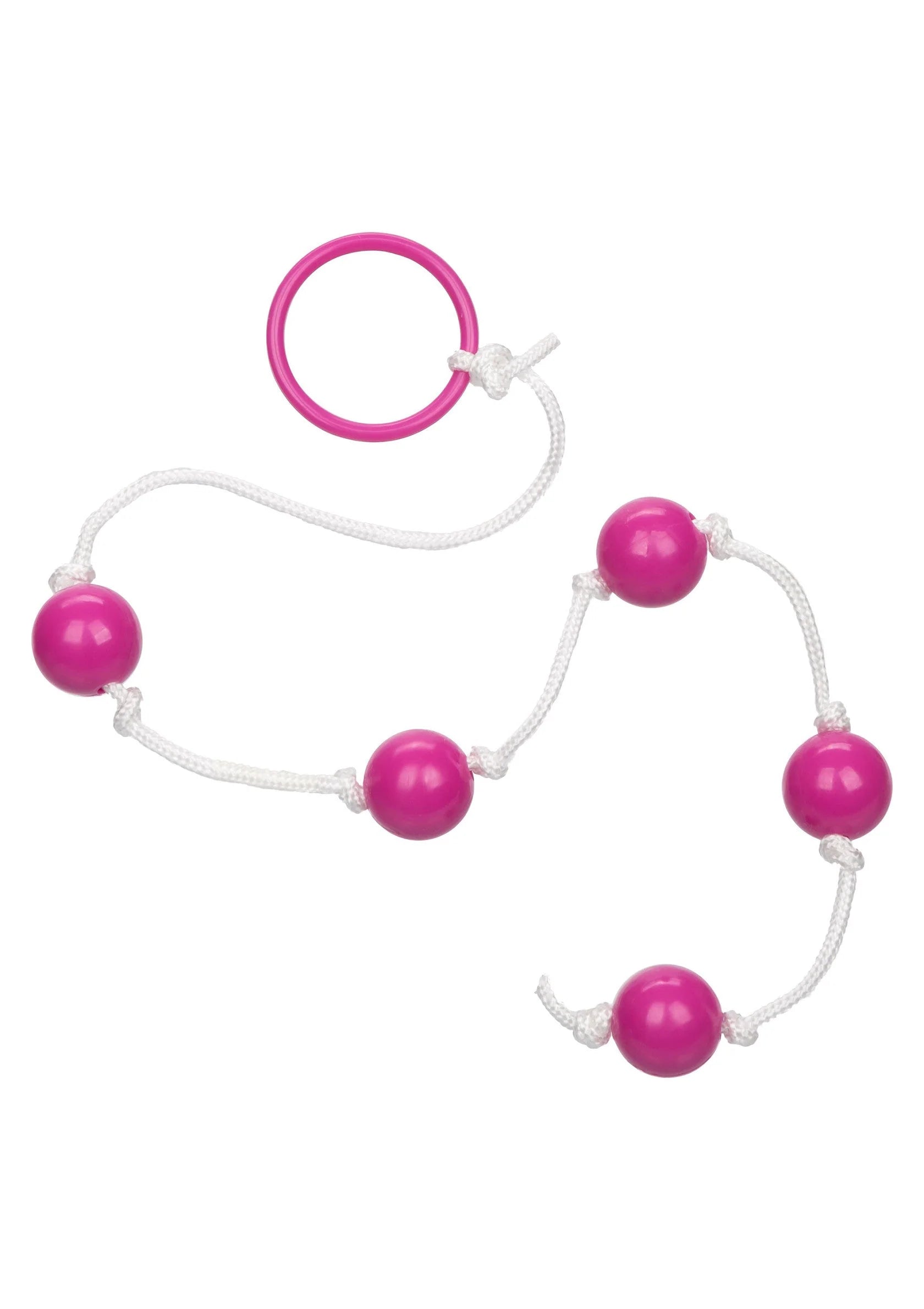 Kleine anale kralenset met wit koord, roze kralen en roze ring