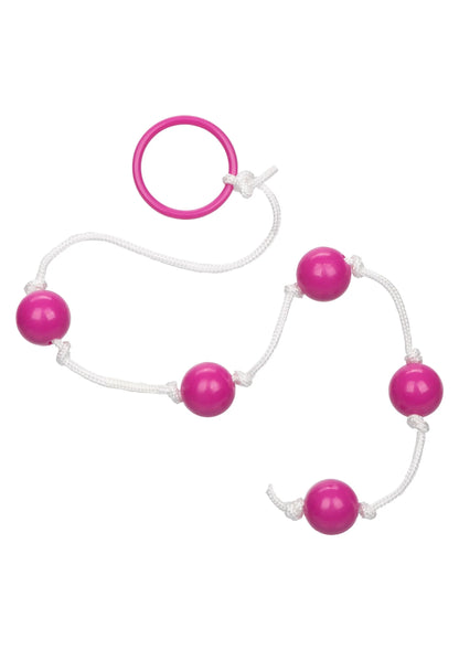 Kleine anale kralenset met wit koord, roze kralen en roze ring