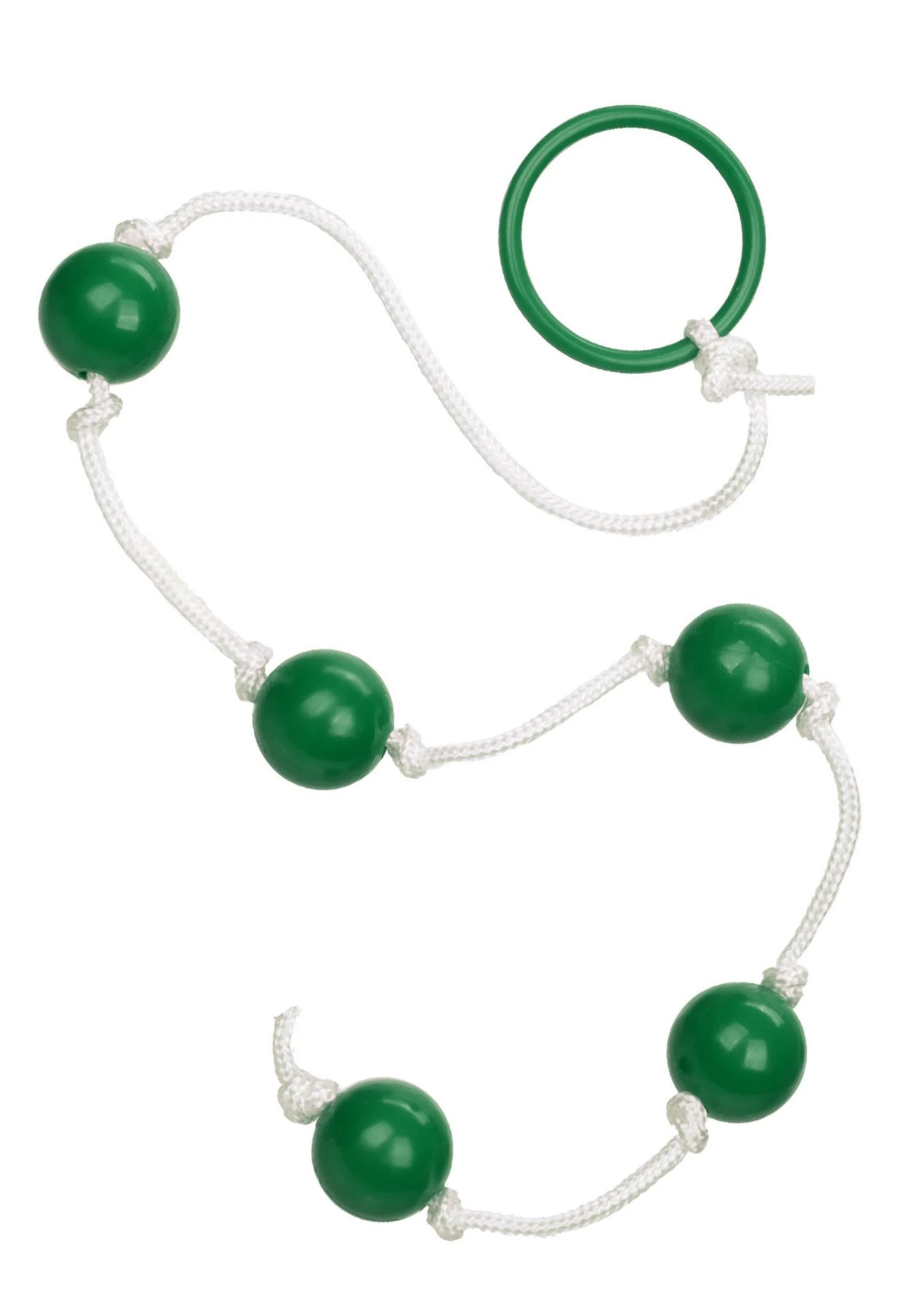 Kleine anale kralenset met wit koord, groene kralen en groene ringhouder