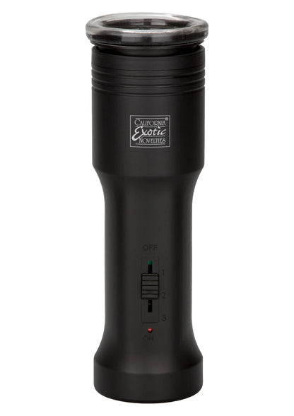 Zwarte head exciter cilinder met transparante bovenrand en drie standen-indicator.