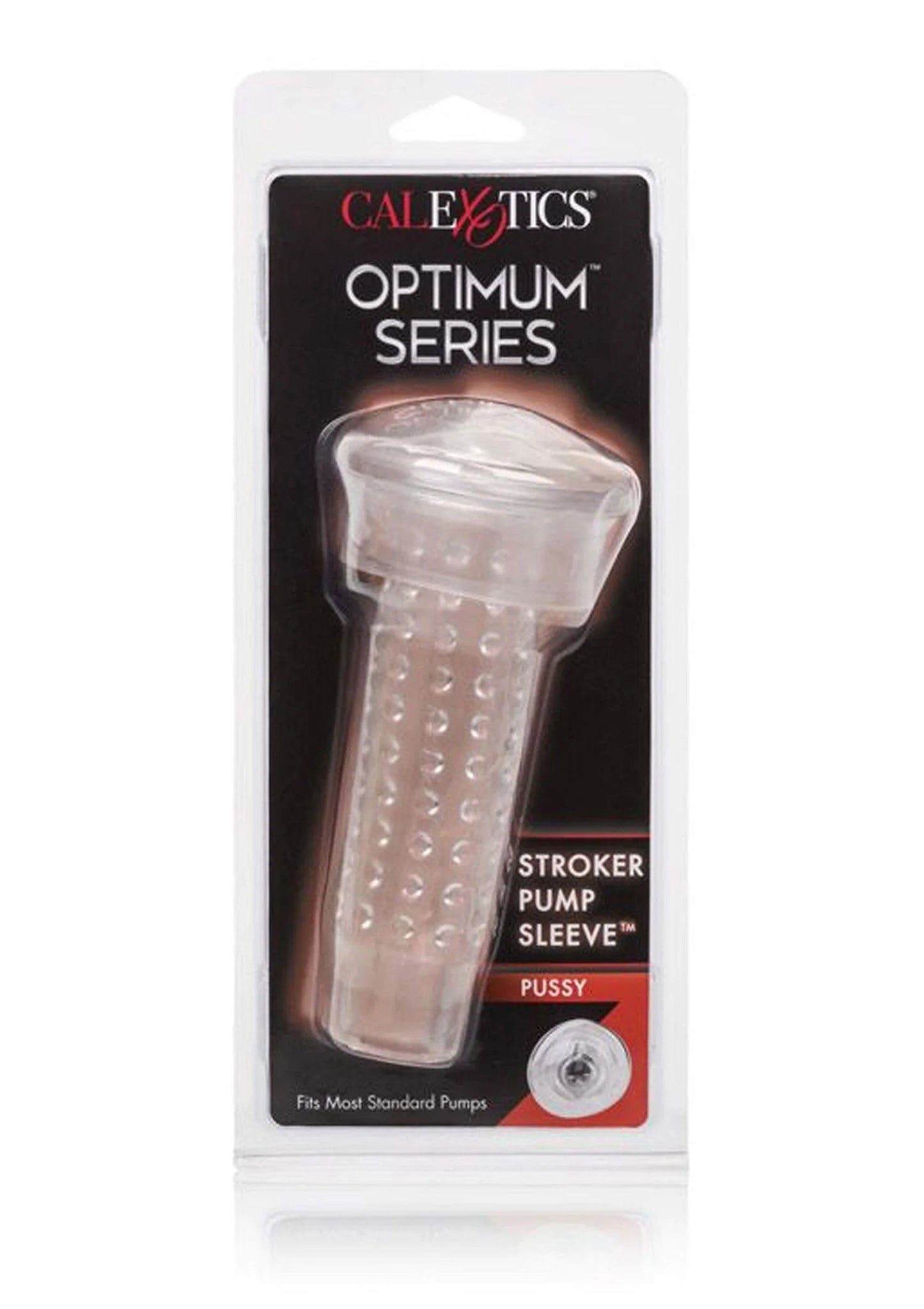 Verpakking voorkant van transparante stroker pompmouw met noppen, Optimum Series
