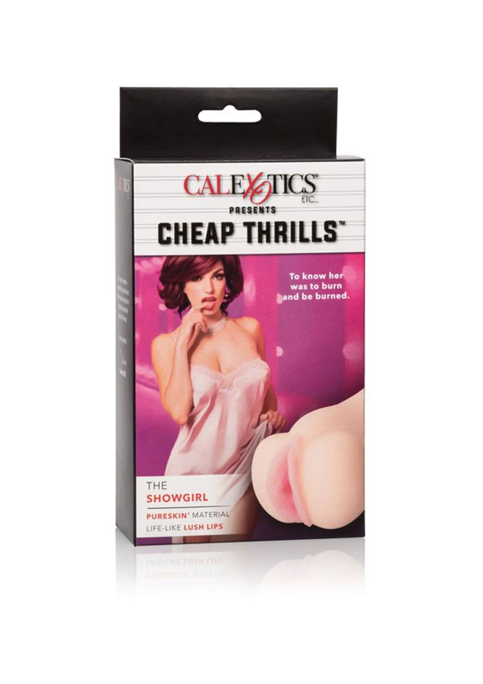 CalExotics Cheap Thrills verpakking met model en afbeelding van The Showgirl.