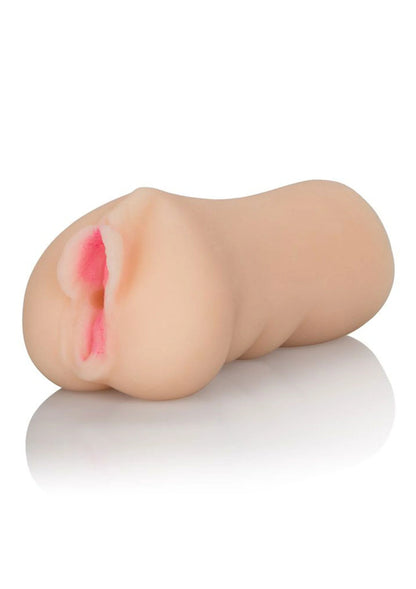 Masturbatorrol, beige met roze binnenopening en afgeronde vorm