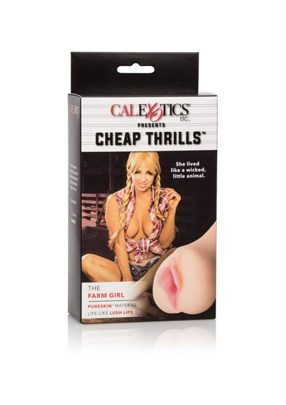 Voorkant verpakking CalExotics “Cheap Thrills” “The Farm Girl” met productfoto