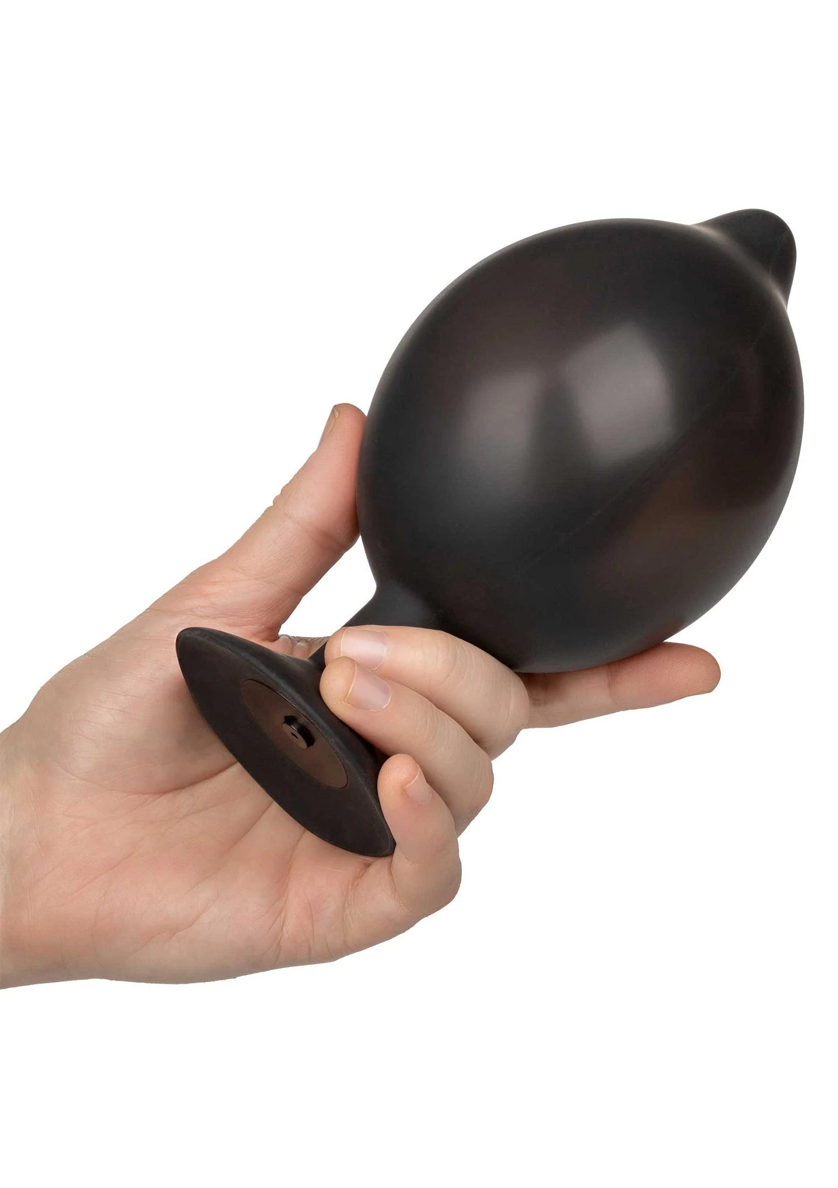 Zwarte pumperplug in conische vorm, met brede ronde basis