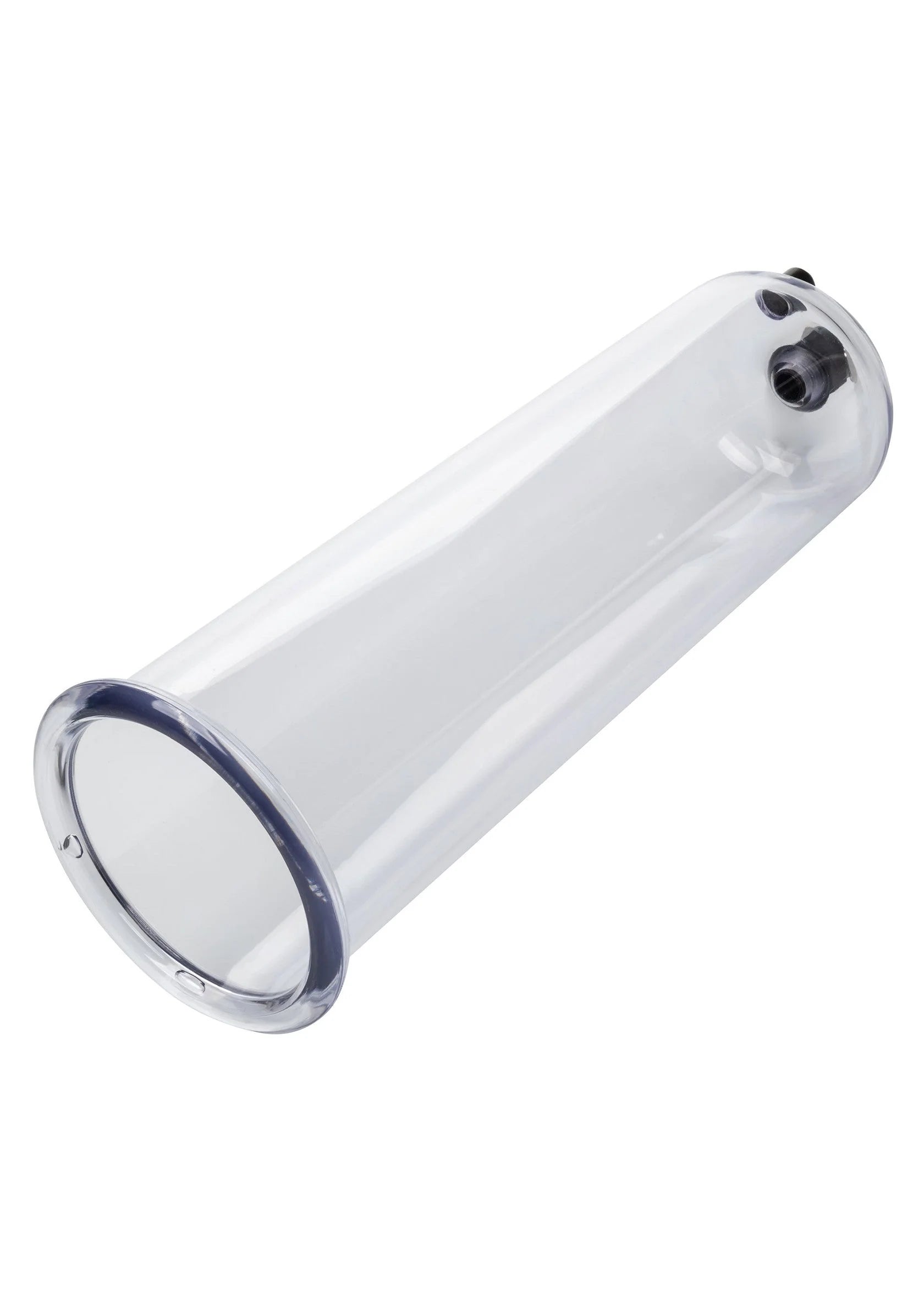 Transparante pompcilinder met chromen rand en vul-/aansluitopening
