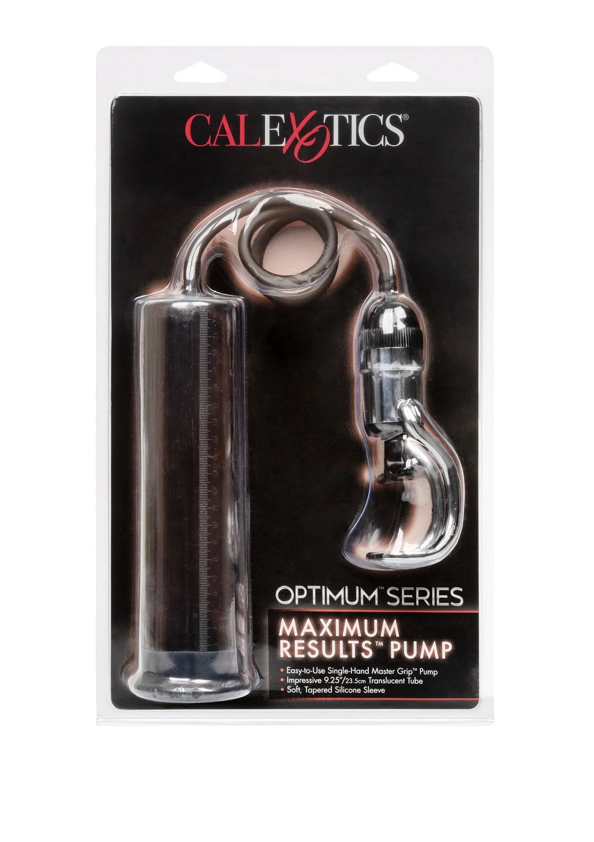 Blisterverpakking met CalExotics logo en gebogen slangpomp, Optimum Series