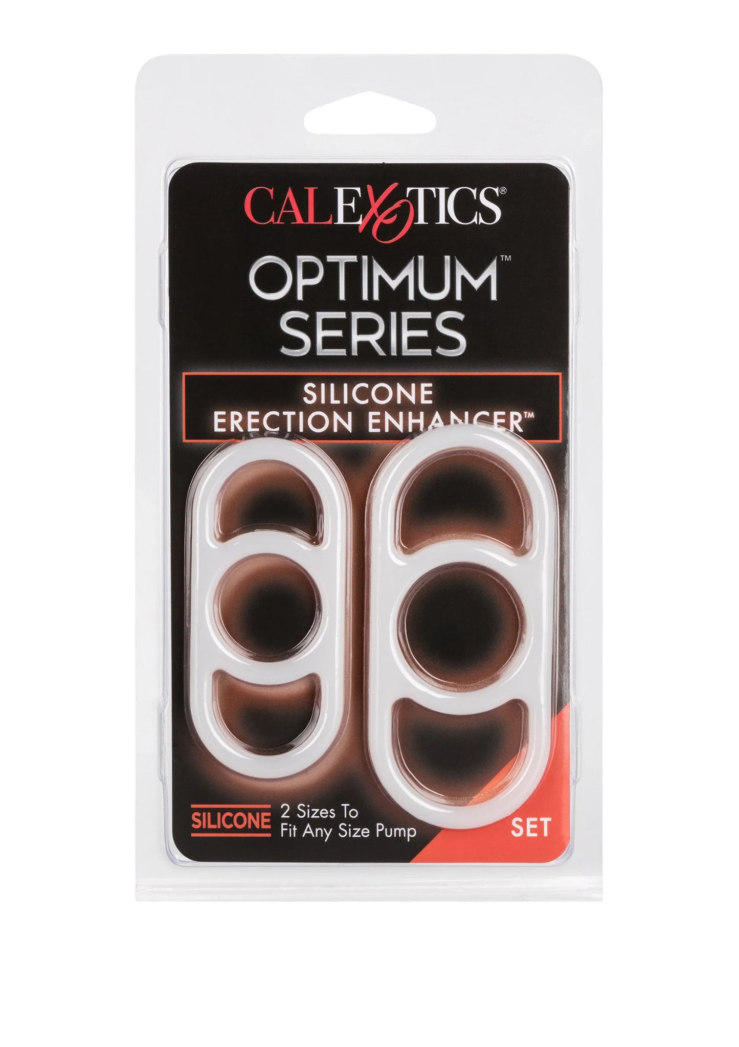CalExotics Optimum Series siliconen erectieverbeteringsset, set in verpakking met 2 stuks