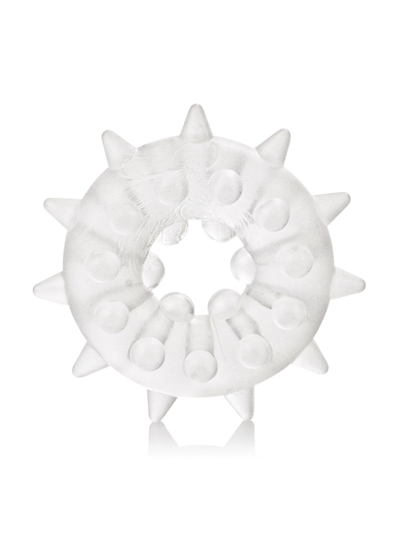 Witte ronde enhancer met zachte nopjes en stekels, zichtbare ringvorm