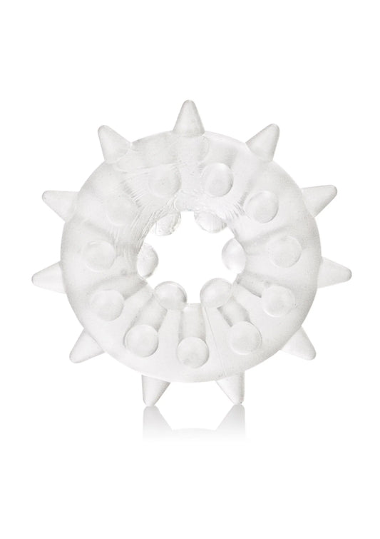 Witte ronde enhancer met zachte nopjes en stekels, zichtbare ringvorm