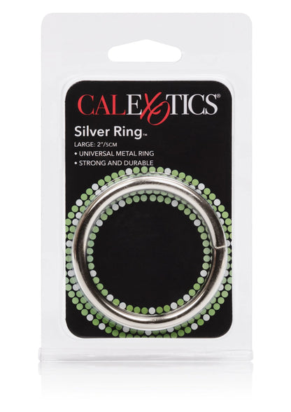 CalExotics zilveren ringverpakking met groene steentjesrand