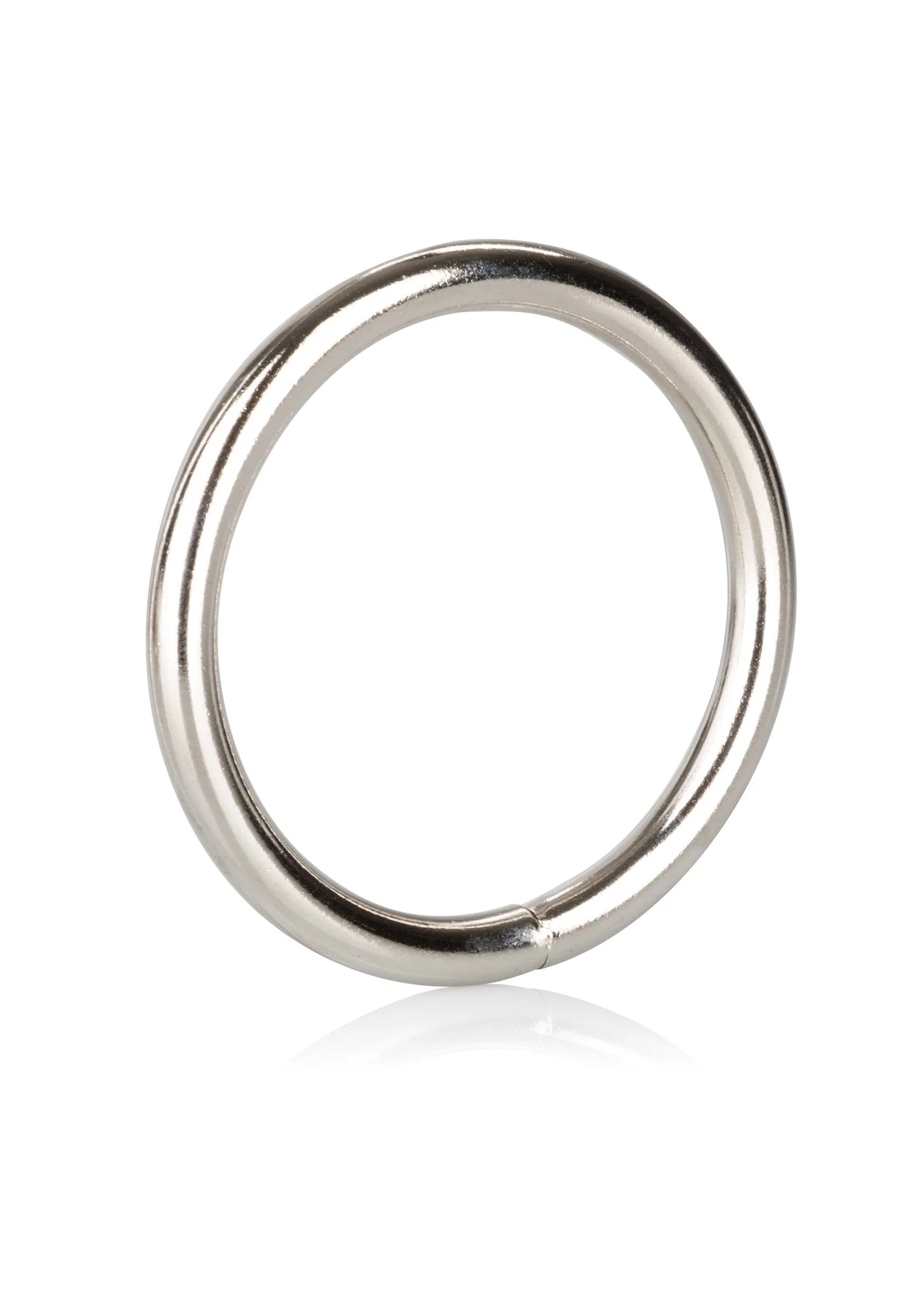 Grote zilveren metalen open ring, licht gebogen profiel