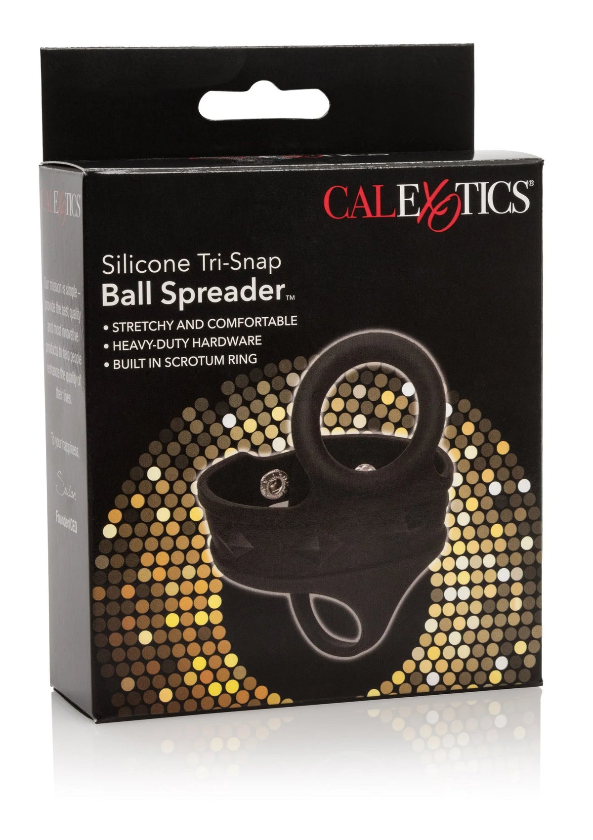 CalExotics doos met zwarte siliconen tri-snap ball-spreader