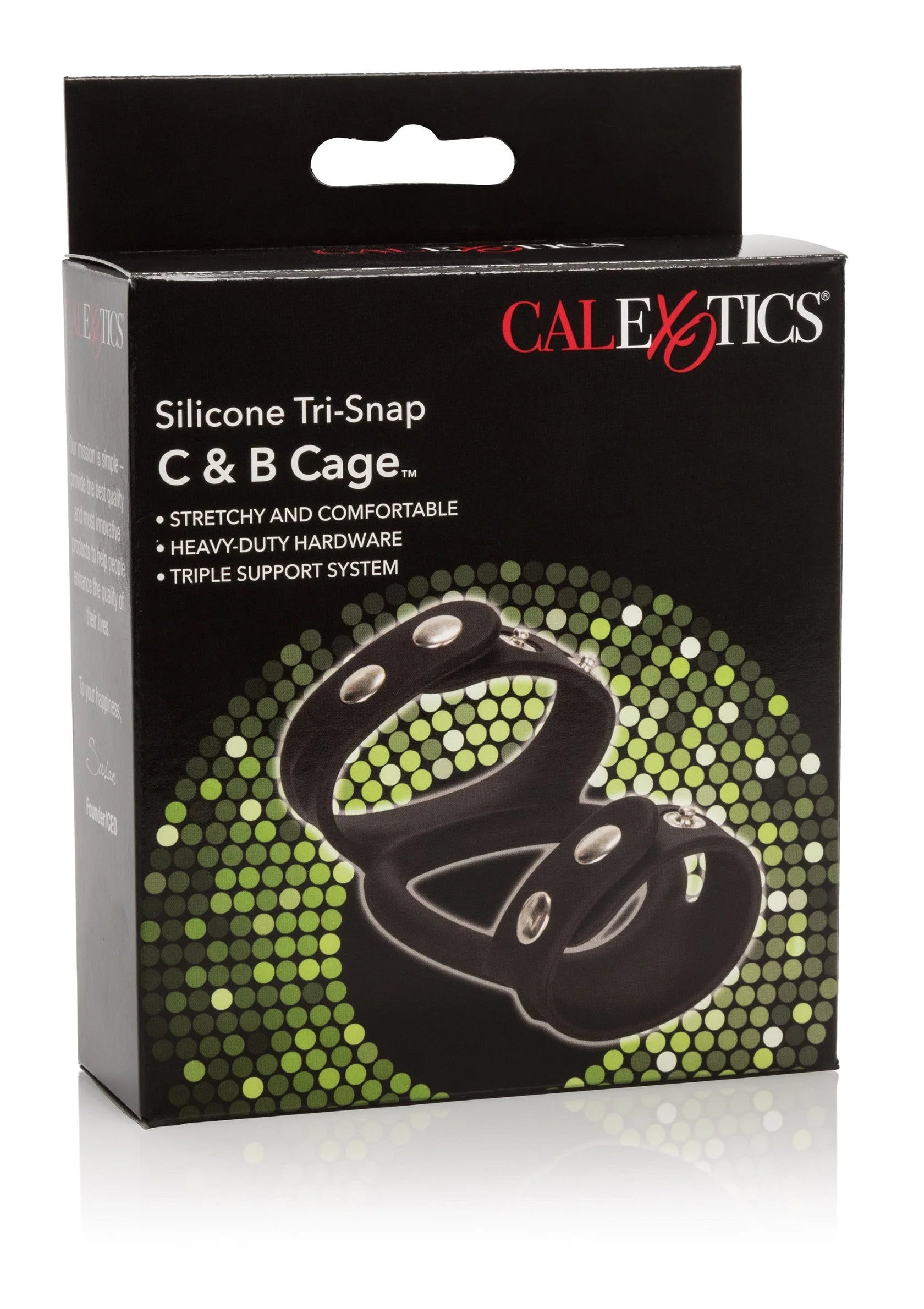 CalExotics siliconen Tri-Snap C & B Cage-doos met productillustratie