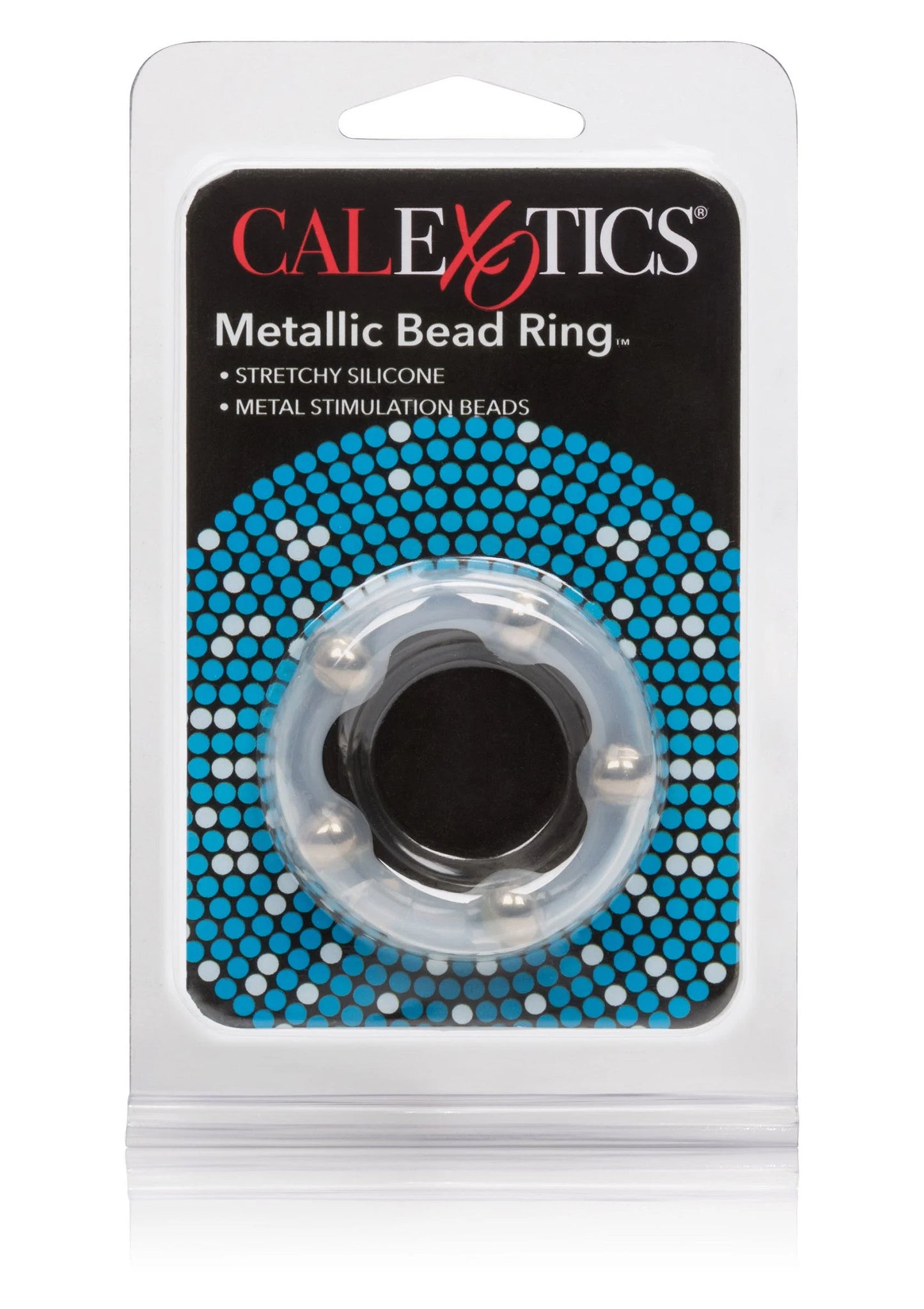 CalExotics Metallic Bead Ring verpakking met siliconen ring en metalen bollen