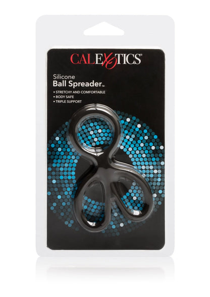 Verpakking van CalExotics met zwarte siliconen balspreider en blauwe bolstructuur