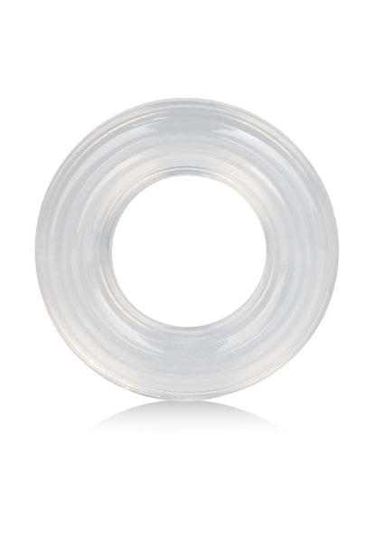 Transparante siliconen ring in close-up, ronde open ring