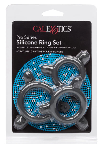 CalExotics Pro Series siliconen ringenset in blister: donkergrijs, met nopjes