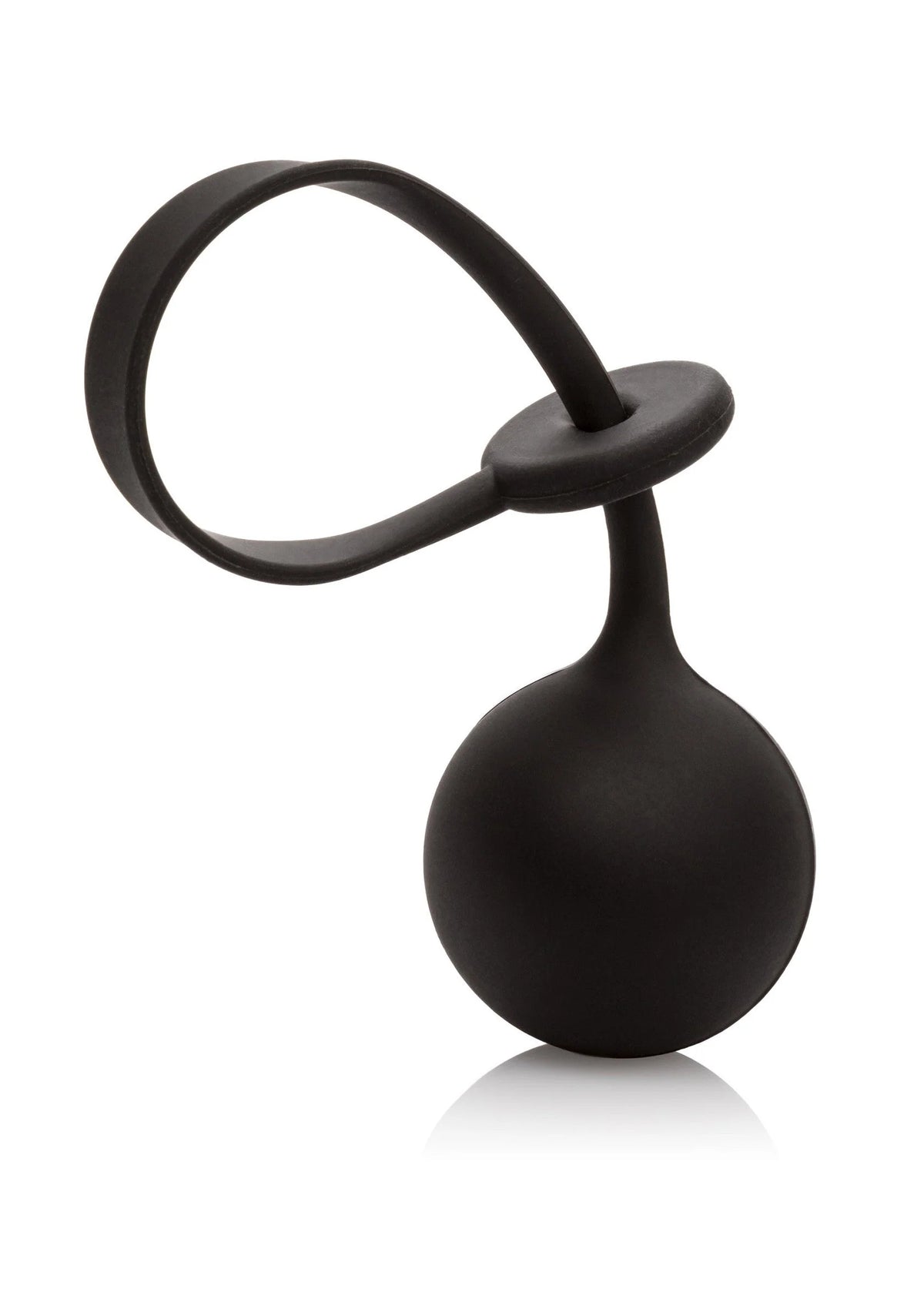 Gewogen siliconen lasso-cockring met ronde klembal en lus, zwart