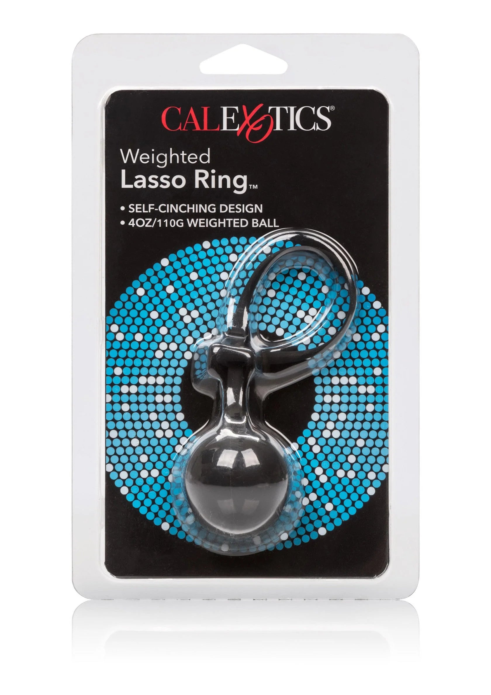 Verpakte CalExotics Weighted Lasso Ring, gewogen siliconen cockring, zwart