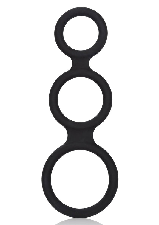 Anale plug met drie ronde ringen in mat zwart