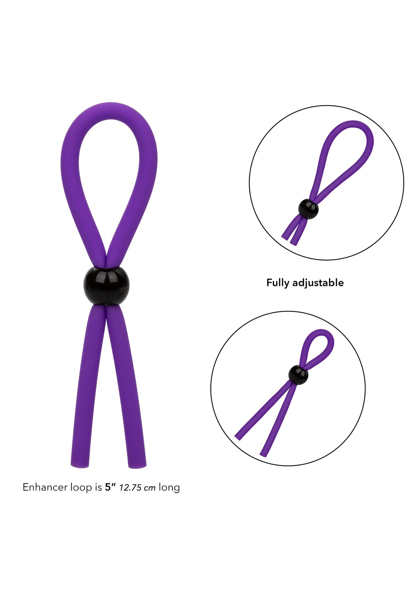 Paarse siliconen studring met verstelbare lus en zwarte klem