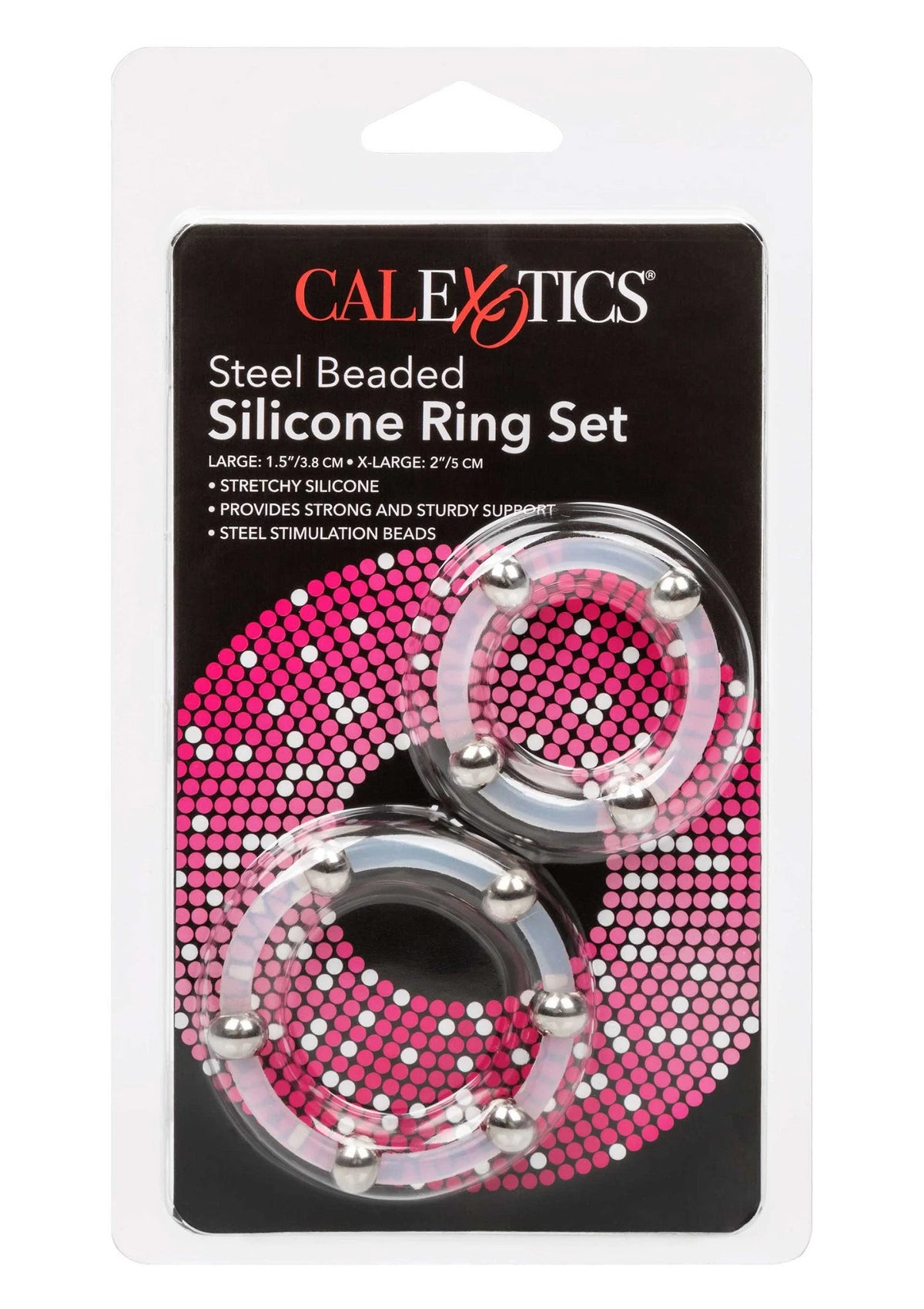 Bestel: Steel Beaded Silicone Ring Set by CalExotics Rings - bij Happytoys: de erotische sex webshop | liever Happy dan Easy ⭐⭐⭐⭐⭐